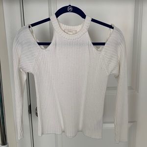 White Off the Shoulder Long Sleeve Shirt